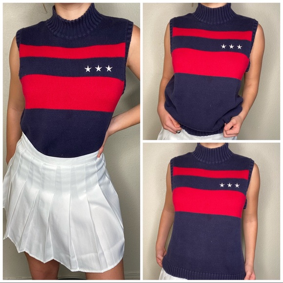 ♥︎BOLD STRIPED TURTLE NECK VEST♥︎ - Picture 3 of 4